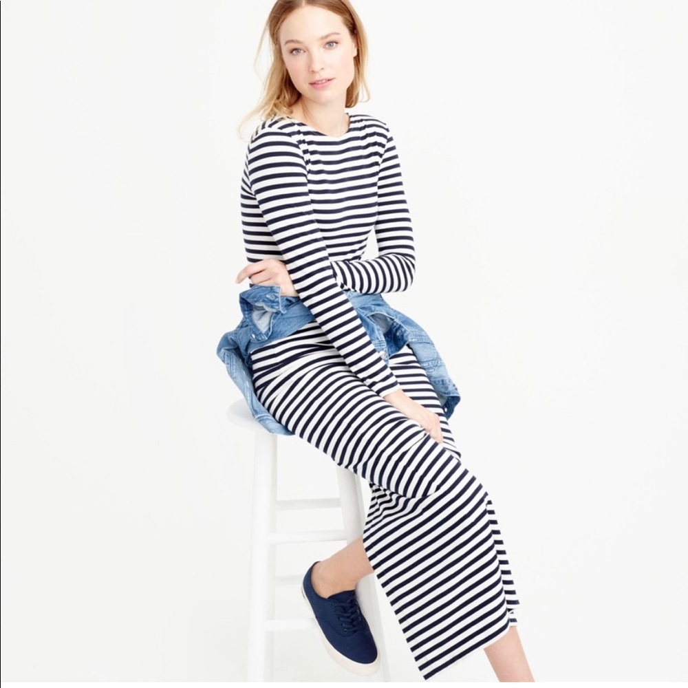 J. Crew Collection Navy and White Striped Maxi Dress - 0